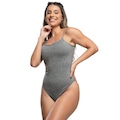 Body Fitness Feminino Collant Aberto Lado Decote Moda Trend Mvb Modas CINZA