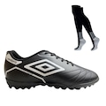 Kit Chuteira Society Adulto Umbro Manchester e Meião PRETO/BRANCO