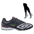 Kit Chuteira Society Umbro Velocita Premier + Meião - Adulto PRETO/BRANCO