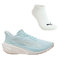 Kit Tênis Feminino Puma Darter Pro Archive + Meia AZUL CLA/BRANCO