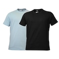 Kit 2 Camisetas Casuais Algodão Bordado Preto e Azul Dx Essentials - Masculino PRETO/AZUL
