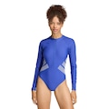 Maiô adidas Manga Longa Logotipo Feminino AZUL CLA/BRANCO