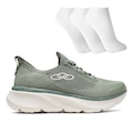 Kit Tênis Feminino Olympikus Esportivo + 3 Pares de Meias VERDE CLARO