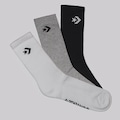 Kit Meia Converse Cano Médio Star Chevron 3 Pares Unissex BRANCO