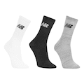 Kit Meia Cano Alto New Balance Logo 3 Pares - Unissex BRANCO/PRETO