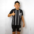 Conjunto do Corinthians Camisa + Shorts Recortes Número 10 Coimbra - Infantil PRETO/BRANCO