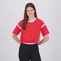 Camiseta Cropped Fila Chevron Letter Feminino VERMELHO