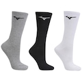 Kit Meias Mizuno Cano Alto Training com 3 Pares - Adulto BRANCO/PRETO