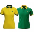 Kit 2 Camisas Brasil Polo Piquet Bordado Olden Sports Feminino AMARELO/VERDE