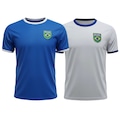 Kit 2 Camisas Brasil Torcedor Olden Sports Masculino AZUL/BRANCO