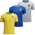 Kit 3 Camisas do Brasil Torcedor Símbolo Olden Sports - Masculina AMARELO/AZUL