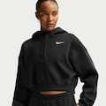 Blusão Cropped Nike Sportswear Phoenix Fleece Oversized Feminino PRETO