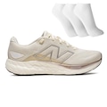Tênis Feminino New Balance 680 V8 + 3 Pares de Meias BEGE
