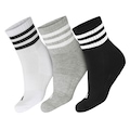 Kit Meias adidas Cano Médio Três Listras - Pack com 3 Pares - Adulto CINZA/BRANCO