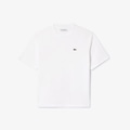 Camiseta de Algodão com Caimento Relaxado Lacoste Feminina BRANCO