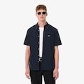 Camisa Regular Fit de Manga Curta em Oxford AZUL ESCURO