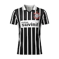 Camiseta Polo do Corinthians Retrô 1995 Suvinil Listrada Coimbra - Masculino PRETO/BRANCO