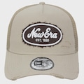 Boné Aba Curva New Era Canvas Distress Trucker Beige Importado BEGE