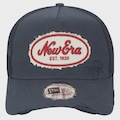 Boné Aba Curva New Era Canvas Distress Trucker Navy Importado AZUL