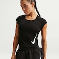 Camiseta Cropped Dri-FIT Nike Tempo Swoosh Feminina PRETO/BRANCO