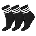 Kit Meias adidas Cano Médio Três Listras Pack com 3 Pares - Adulto PRETO