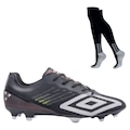 Kit Chuteira de Campo Umbro Velocita Decimo Premier + Meião - Adulto PRETO/BRANCO