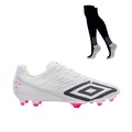 Kit Chuteira de Campo Umbro Velocita Decimo Premier + Meião - Adulto BRANCO/ROSA