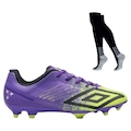 Kit Chuteira de Campo Umbro Velocita Decimo Premier + Meião - Adulto ROXO/VERDE