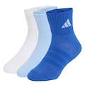 Kit Meias Soquetes Esportiva Acolchoadas 3 Pares Adidas Unissex AZUL CLA/BRANCO