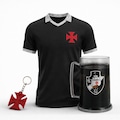 Kit Camisa do Vasco Da Gama Eterno + Caneca + Chaveiro Borracha Braziline - Masculina PRETO