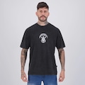Camiseta Corinthians Stoned Oversized Masculina PRETO