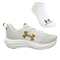 Tênis Masculino Under Armour Charged Sunny + 1 Par de Meia BRANCO/OURO