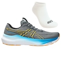 Tênis Masculino ASICS GT-2000 14 + 1 Par de Meia CINZA/AMARELO
