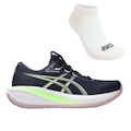 Kit Tênis Asics Gel-Cumulus 28 E Meia - Feminino PRETO/VERDE CLA