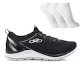 Tênis Feminino Olympikus Day + 3 Pares de Meias PRETO/BRANCO