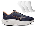 Tênis Mizuno Enigma 2 + 3 Pares de Meias Masculino AZUL ESC/MARROM