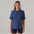 Camiseta New Balance Oversized Small Logo Feminina AZUL