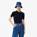 Suéter de malha canelada de lã merino de mangas curtas Lacoste Feminino AZUL ESCURO
