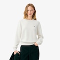 Suéter de Gola Redonda de Algodão de Caimento Relaxado Lacoste Feminino BRANCO