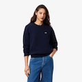 Suéter de Gola Redonda de Algodão de Caimento Relaxado Lacoste Feminino AZUL ESCURO