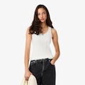 Camiseta Regata de algodão de malha Pointelle slim fit Lacoste Feminina BRANCO