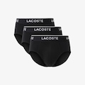 Pacote com 3 cuecas briefs lisas de algodão Lacoste Masculino PRETO