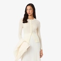 Cardigan de lã Merino de malha canelada Lacoste Feminina BRANCO