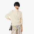 Suéter de Gola Alta de Lã Cardada Lacoste Feminino OFF WHITE