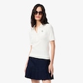 Camiseta Polo Pointelle L.12.D com marca slim fit Feminina BRANCO
