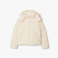 Jaqueta Puffer com Capuz com Caimento Relaxado Lacoste Feminina OFF WHITE