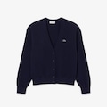 Cardigan de Algodão de Ponto Arroz de Gola V Lacoste Unissex AZUL ESCURO