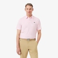 Camiseta Polo Golf Modelagem reta Ultra Dry Listrada Lacoste Masculina ROSA CLA/BRANCO