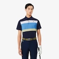 Camiseta Polo Golf Ultra Dry Stretch com Colour-Block Lacoste Masculina AZUL ESC/AZUL