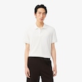 Camiseta Polo Lacoste de malha canelada Modelagem clássica Masculina BRANCO